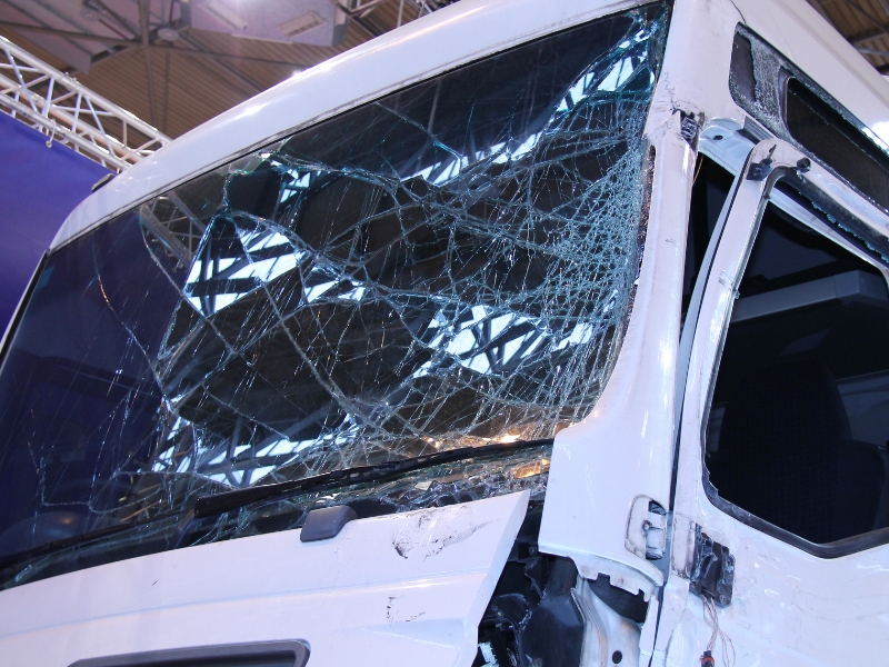 Cost to Replace a Truck Windscreen with visible shattered glass damage.